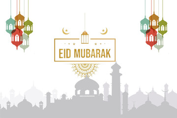 Arabic Typography Eid Mubarak Eid Al-Adha Eid Saeed , Eid Al-Fitr text Calligraphy, sheep and mosque