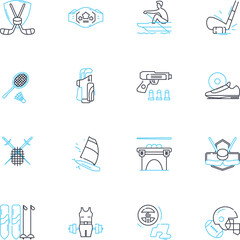 Retreat linear icons set. Solitude, Renewal, Serenity, Tranquility, Reflection, Meditation, Relaxation line vector and concept signs. Rejuvenation,Silence,Wellness outline illustrations