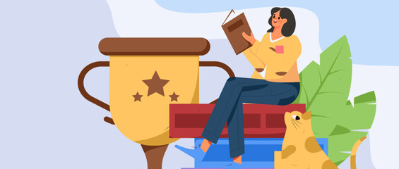 Education learning people flat vector concept hand drawn illustration
