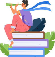Education learning people flat vector concept hand drawn illustration
