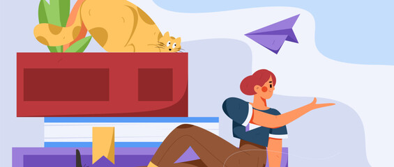 Education learning people flat vector concept hand drawn illustration
