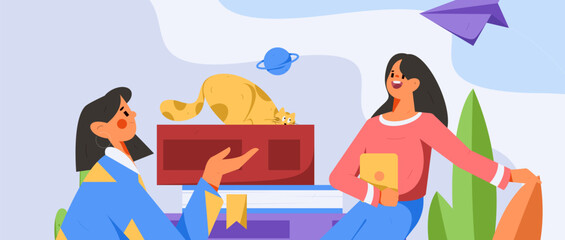 Education learning people flat vector concept hand drawn illustration
