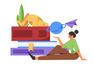 Education learning people flat vector concept hand drawn illustration
