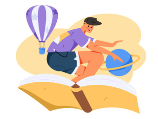 Education learning people flat vector concept hand drawn illustration
