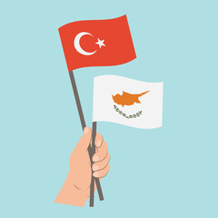 Flags of Turkey and Cyprus, Hand Holding flags