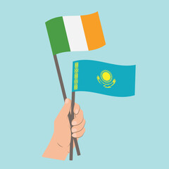 Flags of Ireland and Kazakhstan, Hand Holding flags