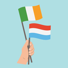 Flags of Ireland and Luxembourg, Hand Holding flags