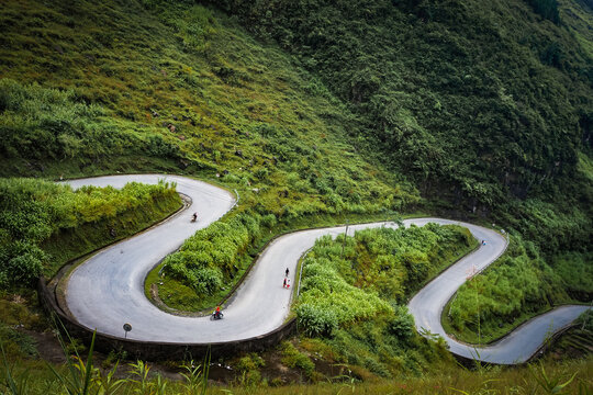 Curvy road on Ha Giang loop in North Vietnam