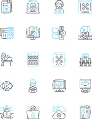 Mobility linear icons set. Transportation, Movement, Transit, Travel, Commuting, Driving, Navigation line vector and concept signs. Mobility,Flow,Walkability outline illustrations