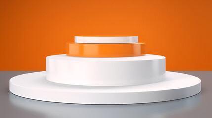 Add a Pop of Orange,Bring Life to Your Product Displays with One-Stage Vectors in Bright and Bold Shades of Orange - Ideal for Showcasing Cosmetic Products on Pedestal Platforms and Showroom Stages!