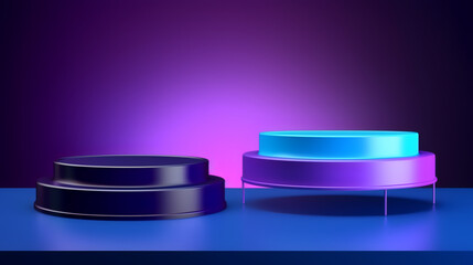 Make Your Products Pop, Elevate Your Cosmetic Displays with One-Stage Vectors in Stunning Shades of Purple, Blue, and Violet  Perfect for Showroom Showcases and Pedestal Platforms!