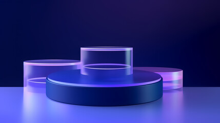 Make Your Products Pop, Elevate Your Cosmetic Displays with One-Stage Vectors in Stunning Shades of Purple, Blue, and Violet  Perfect for Showroom Showcases and Pedestal Platforms!