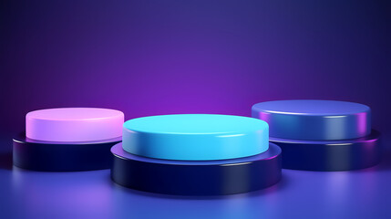 Make Your Products Pop, Elevate Your Cosmetic Displays with One-Stage Vectors in Stunning Shades of Purple, Blue, and Violet  Perfect for Showroom Showcases and Pedestal Platforms!