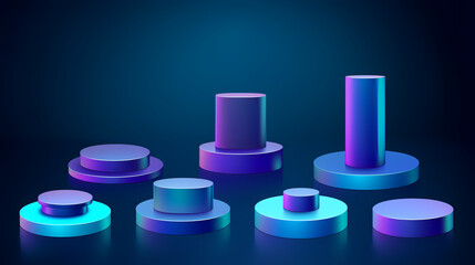 Make Your Products Pop, Elevate Your Cosmetic Displays with One-Stage Vectors in Stunning Shades of Purple, Blue, and Violet  Perfect for Showroom Showcases and Pedestal Platforms!