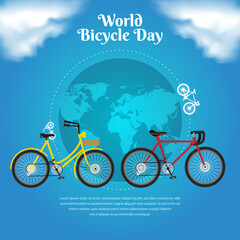 Fototapeta na wymiar World bicycle day design vector. Happy bicycle day design poster vector.