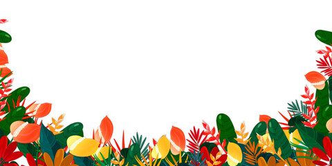 Fototapeta premium Beautiful colorful Floral leaves, bottom side, template decoration, isolated on transparent background,