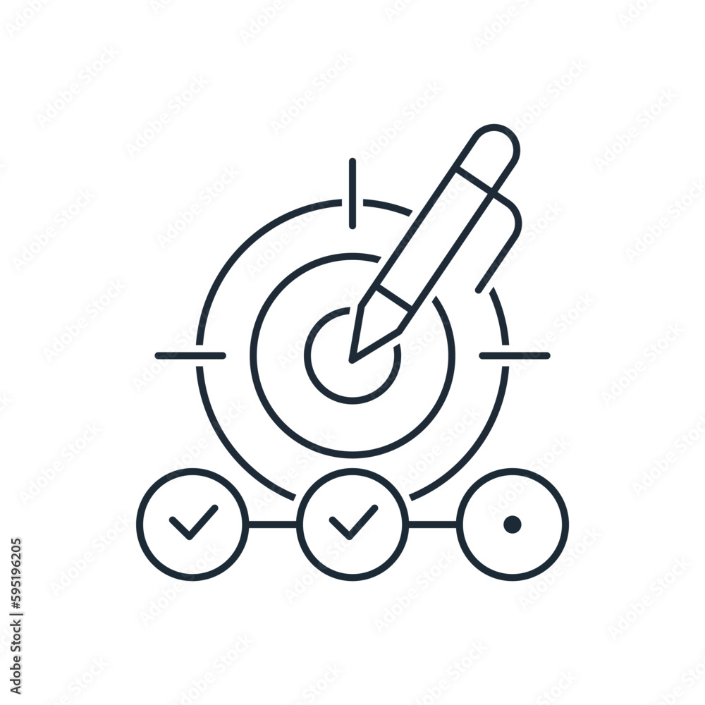 Poster goal control. mobile management.correction, amendment.vector linear icon isolated on white backgroun