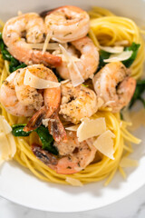 Garlic Shrimp Pasta with Spinach
