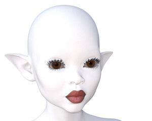 3d render. Portrait of an elf on a white background. 
