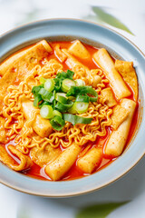 Rabokki, Korean style Stir-fried Instant Noodle : This dish is tteokbokki with ramen noodles. Tteokbokki is a spicy dish made with rice cake, vegetables, and fish cake, all stir-fried together in a go