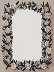 IA Generativa Marco adornado con tulipanes, fondo blanco interior