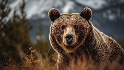 Obraz premium Majestic panda standing in nature tranquility generated by AI