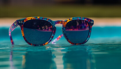 Fototapeta na wymiar Fashionable eyewear for summer vacations by the pool generated by AI