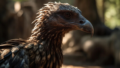 Fototapeta premium Majestic bird of prey perching on branch generated by AI