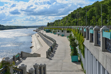Large embankment of the Belaya River in Ufa