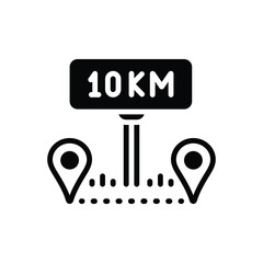 Black solid icon for km location 