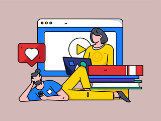 Education learning people flat vector concept hand drawn illustration
