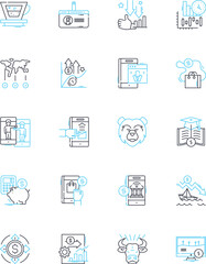 Capital trust linear icons set. Finance, Investments, Loans, Assets, Wealth, Profit, Securities line vector and concept signs. Portfolios,Trust,Bonds outline illustrations