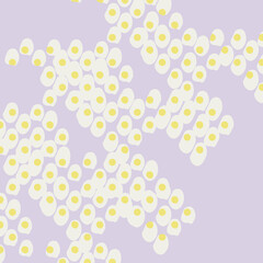 紫の背景にたくさんの目玉焼き