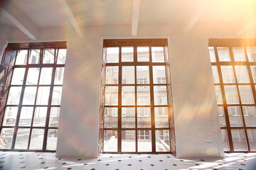 panoramic windows with light curtains interior doors home