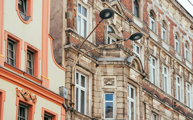 old tenement house in the center of a European city