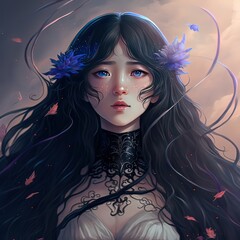 portrait of a person with painted face.Generative ai