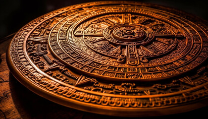 Fototapeta na wymiar Antique coin symbolizes wealth and spirituality generated by AI