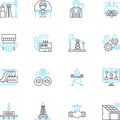 Construction linear icons set. Foundation, Structure, Concrete, Steel, Masonry, Framing, Plumbing line vector and concept signs. Electrical,Roofing,Insulation outline illustrations