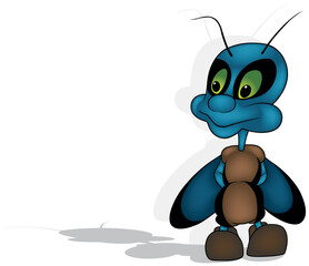 Dark Blue Nightly Beetle with Green Eyes