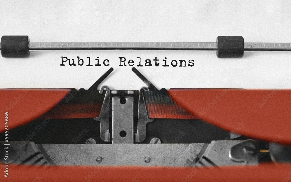 Poster text public relations typed on retro typewriter