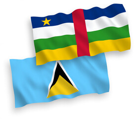 Flags of Saint Lucia and Central African Republic on a white background