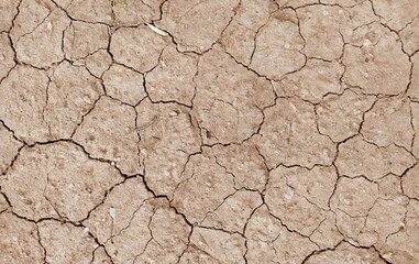 Cracked ground background in the top view for graphic design or wallpaper