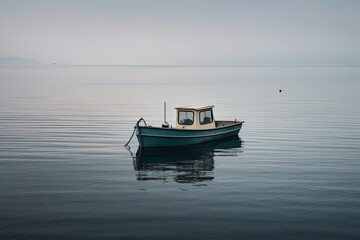 Naklejka premium Boat on the lake. Generative AI.