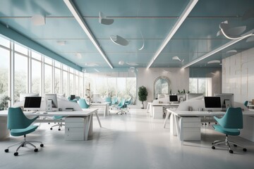 Interior of an office. Generative AI.