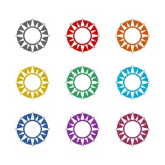 Sun logo icon isolated on white background. Set icons colorful