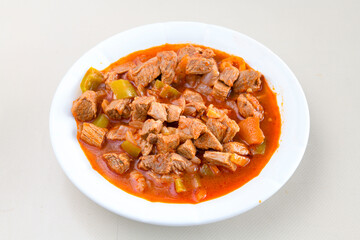 Dana kavurma, guvec.Sauteed meat with carrots and peas ( Turkish ; Et, Tavuk Sote. guvec  ) Et...