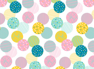 カラフルなドットの幾何学柄シームレスなパターン