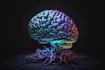 Pastel brain with the idea. Generative AI.