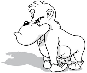 Obraz premium Drawing of a Gorilla Standing on all Fours Limbs