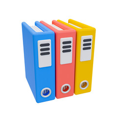 3d minimal file management. data organization. document administration. folders with paper. 3d illustration.